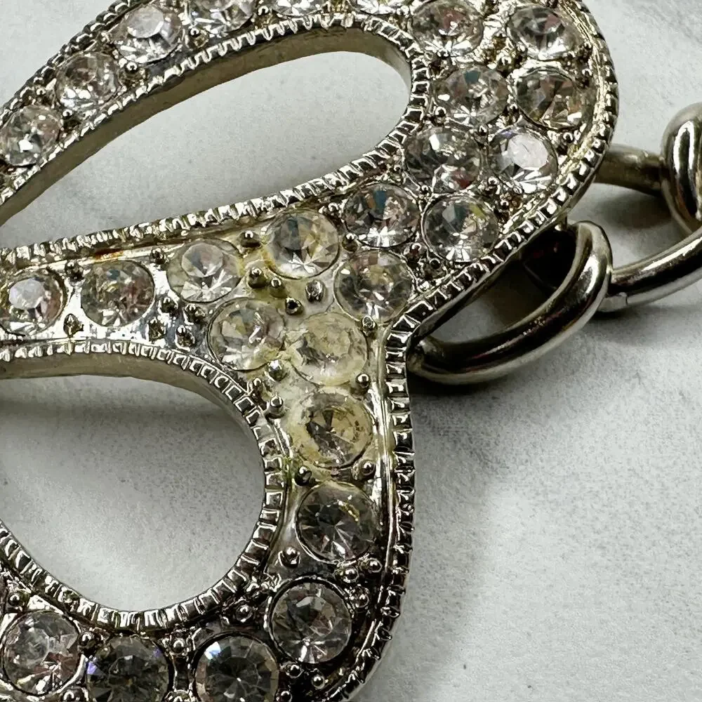 Womens Rhinestone Butterfly Chain Belt Silver Tone Chunky XS/Small ✨